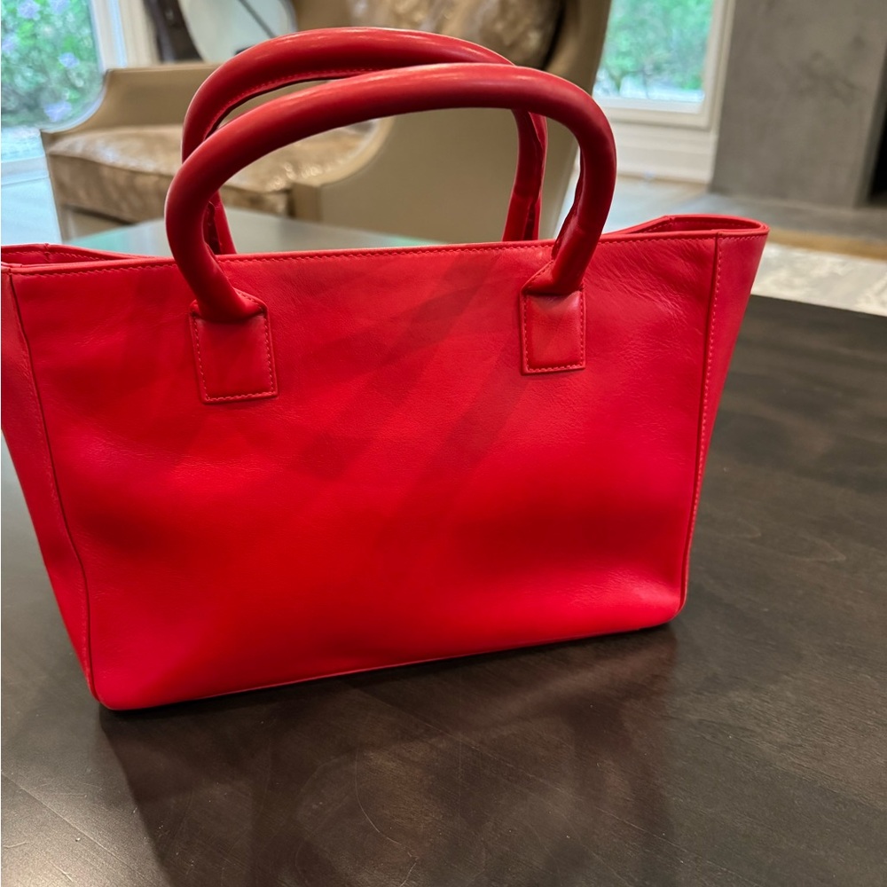 Elegant Red Leather Tote Bag
